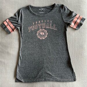Old Navy Charcoal and Pink Varsity Football Tee